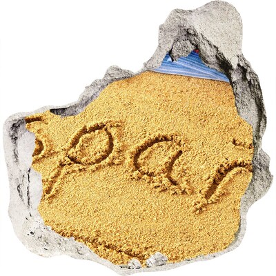 3D muursticker effect gat in de muur Strand met zand