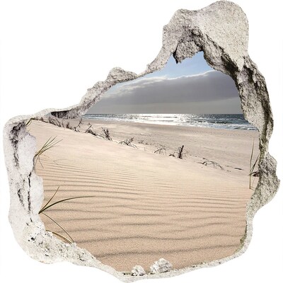 Zelfklevende muursticker 3D gat De illusie van een strand in beton.