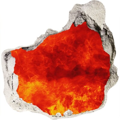 3D muursticker effect gat in de muur Vulkanische lava