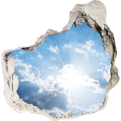 3D wandsticker gat in de muur Hemel met zonnestralen