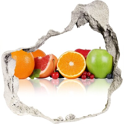 3D muursticker effect gat in de muur Fruitparadijs achter de muur