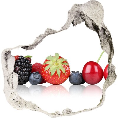Zelfklevende muursticker 3D gat Fruit in een gat in de muur