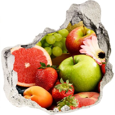 3D wandsticker gat in de muur Vers fruit in een verborgen pareltje.