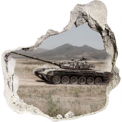 Zelfklevende muursticker 3D gat Tank in actie