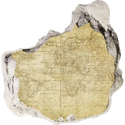 3D muursticker effect gat in de muur Oude kaart van Afrika