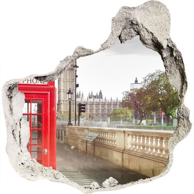 3D wandsticker gat in de muur Uitzicht op Londen door een gat in de muur.