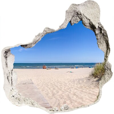 Zelfklevende muursticker 3D gat Strand aan zee