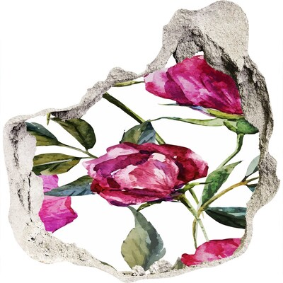 3D muursticker effect gat in de muur Hole in the Wall Bloemenmuurschildering