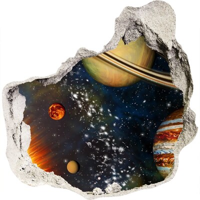 3D wandsticker gat in de muur Kosmische explosie