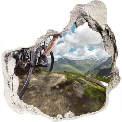 3D wandsticker gat in de muur Mountainbikeroute