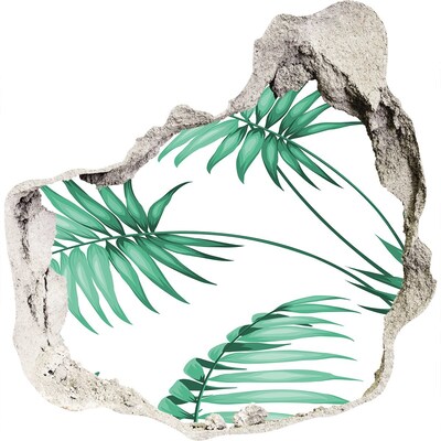 3D muursticker effect gat in de muur Groene jungle door een gat in de muur