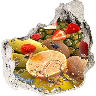 3D muursticker effect gat in de muur Fruitparadijs achter de muur