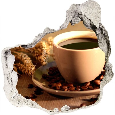 Zelfklevende muursticker 3D gat Koffie met bonen