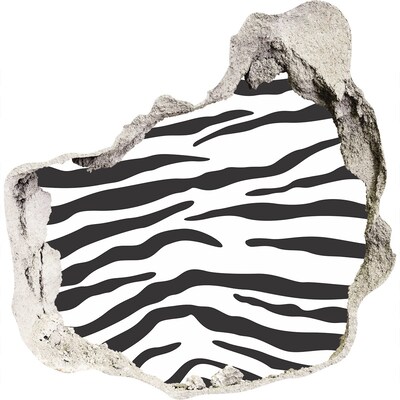 3D muursticker effect gat in de muur Zebra in de muur