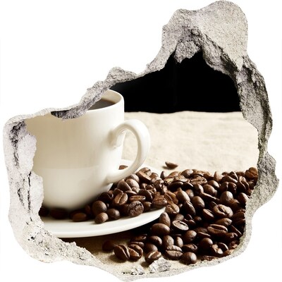 3D wandsticker gat in de muur Koffie in het hart van de muur