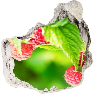 Zelfklevende muursticker 3D gat Frambozen in de tuin