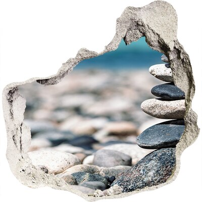 3D muursticker effect gat in de muur Stenen op het strand