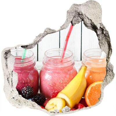 3D muursticker effect gat in de muur Fruitsmoothies bij een verborgen pareltje.