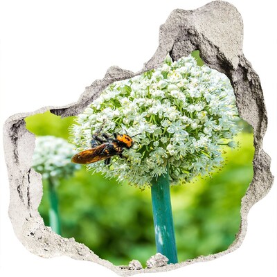 Zelfklevende muursticker 3D gat Bloemenweide met een bij