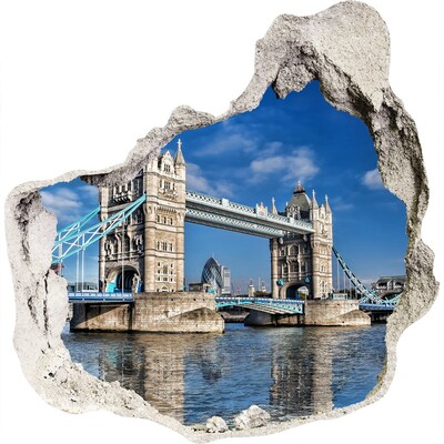 3D muursticker effect gat in de muur Tower Bridge in Londen
