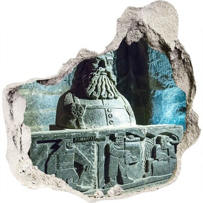 3D muursticker effect gat in de muur Oude grotsculptuur
