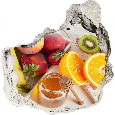 3D muursticker effect gat in de muur Fruitparadijs met honing