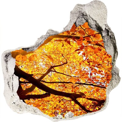 3D muursticker effect gat in de muur Gouden herfst achter de muur