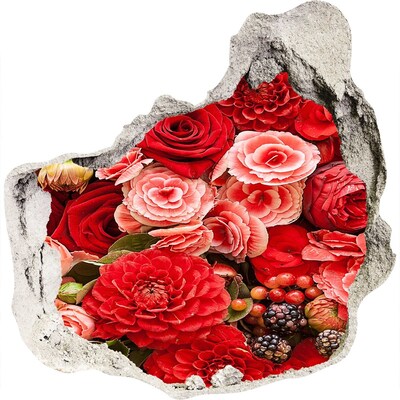 3D wandsticker gat in de muur Bloemenexplosie in beton