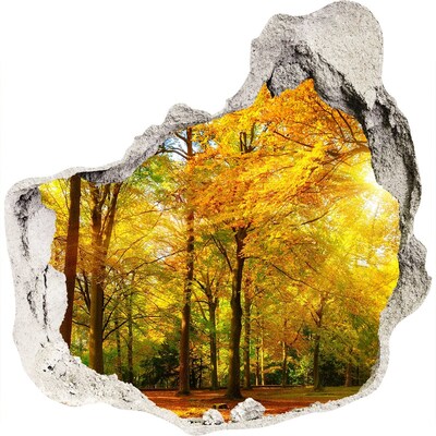 3D muursticker effect gat in de muur De herfst in het bos