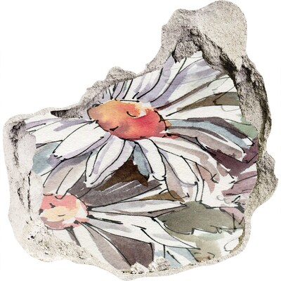3D muursticker effect gat in de muur Bloemen in beton