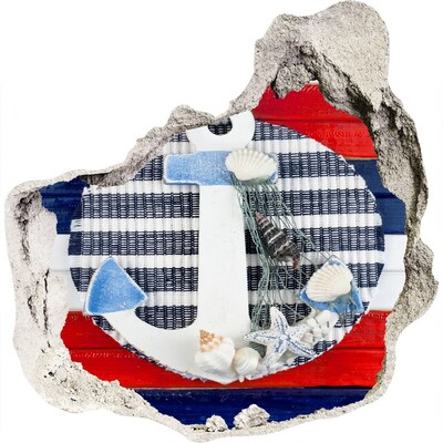Zelfklevende muursticker 3D gat Zeeavontuur met schelpen