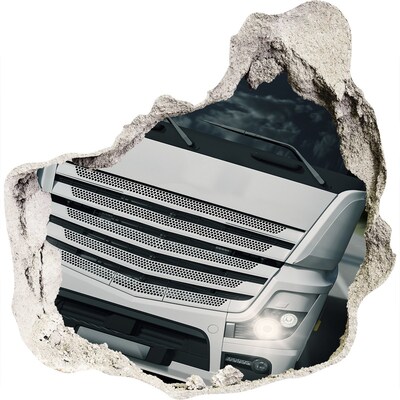 3D wandsticker gat in de muur Verwoeste muur met een vrachtwagen