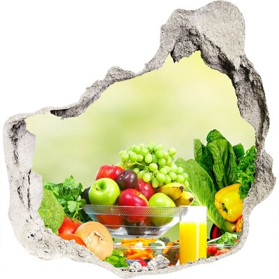 3D wandsticker gat in de muur Fruit en groenten in het paradijs