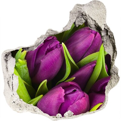 3D wandsticker gat in de muur Bloemen in beton