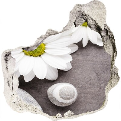 Zelfklevende muursticker 3D gat Een bloemendroom in beton.