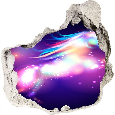 3D muursticker effect gat in de muur Een kosmische explosie van kleuren