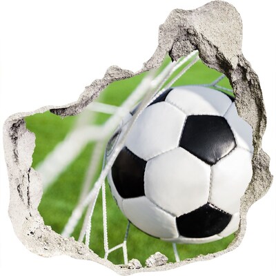 3D wandsticker gat in de muur Een doelpunt in het voetbal