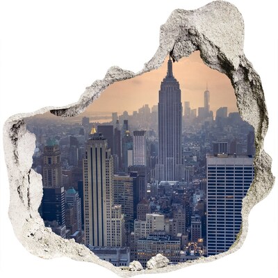 Zelfklevende muursticker 3D gat Uitzicht op New York