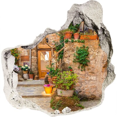 3D wandsticker gat in de muur Een charmant stadje in Italië