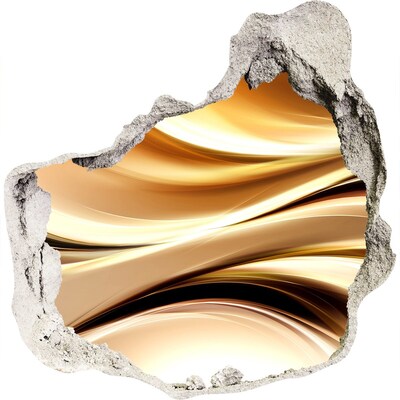Zelfklevende muursticker 3D gat Gouden golven in de muur