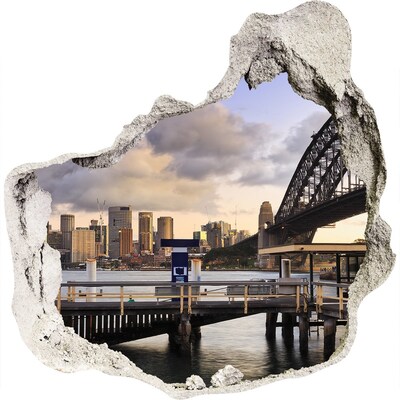 3D wandsticker gat in de muur Uitzicht op Sydney