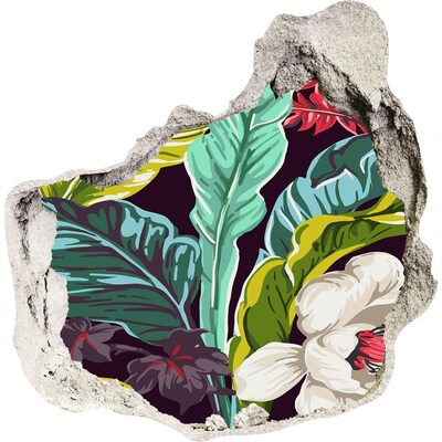 Zelfklevende muursticker 3D gat Een verborgen tropische tuin
