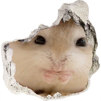 Zelfklevende muursticker 3D gat Schattig konijntje in een gat in de muur