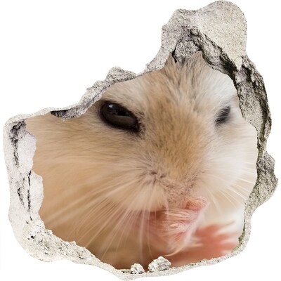 3D muursticker effect gat in de muur Hamster in een gat in de muur