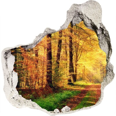 3D wandsticker gat in de muur Gouden herfst in het bos