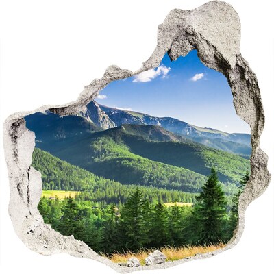 3D muursticker effect gat in de muur Berglandschap door een gat in de muur