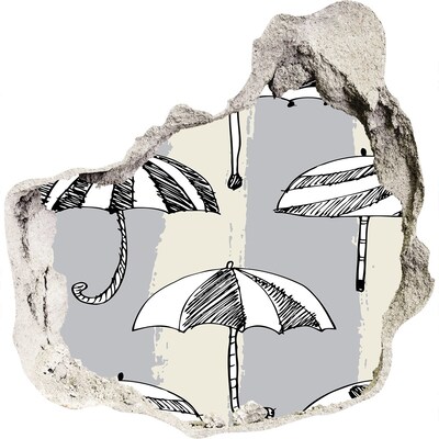 Zelfklevende muursticker 3D gat Charmante parasols op het strand
