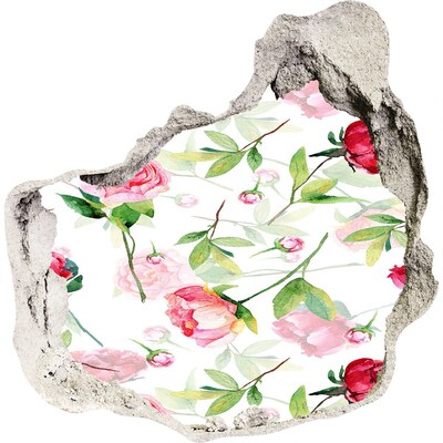 3D muursticker effect gat in de muur Hole in the Wall Bloemenmuurschildering