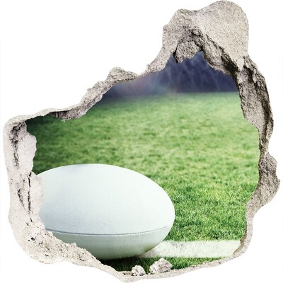 Zelfklevende muursticker 3D gat Rugby op het veld