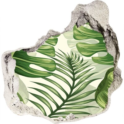 Zelfklevende muursticker 3D gat Groene jungle achter de muur